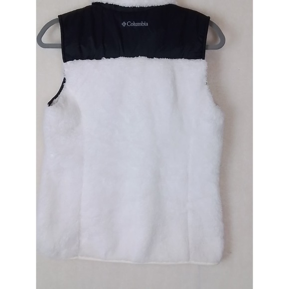 Columbia Womens Vest Sz M Full Zip Sherpa Fleece Lined White Black Color block - Picture 7 of 11